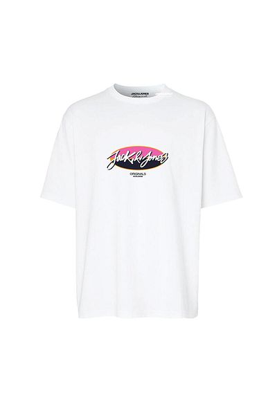 Jack & Jones 12255650   Μπλουζάκι Jortampa Ss Crew Neck 1 Fst Ln Λευκό