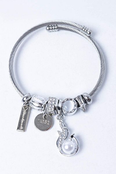 Pikas Steel Charm Bracelet Silver