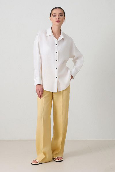 Setre Ecru 100% Linen Long Sleeve Oversize Shirt