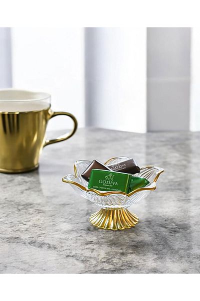 Wow Home Gold Metal Leg Gold Gilded Lotus Flower 6-Piece Coffee Side Glass Turkish Delight Bowl