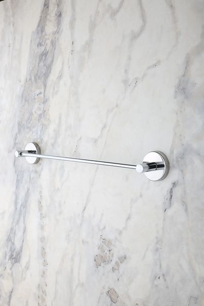 MultiStore Chrome 5-Piece Bathroom Accessories Set Long Towel Holder/Toilet Roll Holder/Robe Rack/Soap Dish/Toothbrush Holder