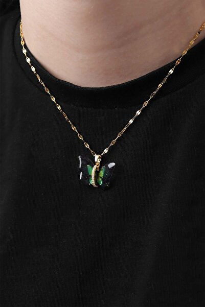 Pikas Butterfly Steel Necklace, Tarnish Stainless Steel Necklace 45 cm