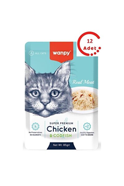 Wanpy Pouch Tavuklu & Morina Balıklı Yaş Kedi Maması 85 gr x 12 Adet