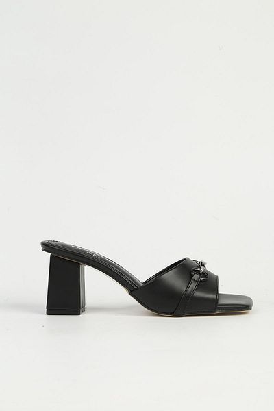 Pierre Cardin Μαύρες γυναικείες παντόφλες με τακούνι PC-54726