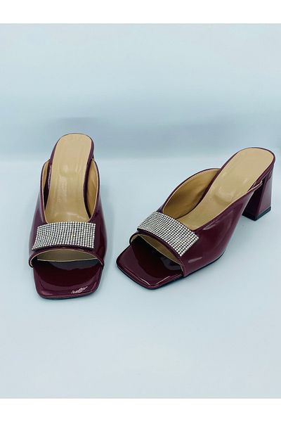 Ömer Ediz Shoes Papuci cu toc bloc detaliat din piele lacuita PARTY |   Pantofi eleganti de damă