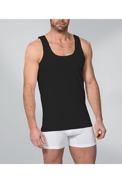rood Men's Short Sleeve Rib Tank Top
