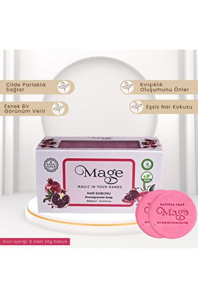 Mage Cosmetics Mage Doğal Nar Sabunu 8'li Set 20 gram x 8 adet bir kutuda hed...