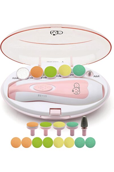 AWH مقص أظافر الأطفال 20 في 1 من AHW | مجموعة مقص ومبرد كهربائي آمن مع رؤوس إضافية (وردي).