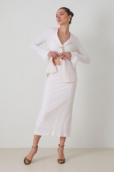 Setre Cream Relaxed Cut Full Mold Midi Length Skirt