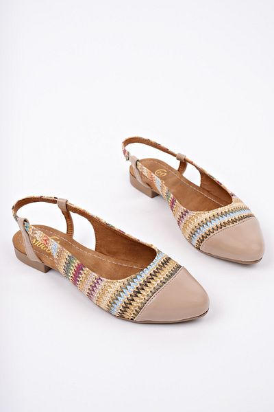 MUGGO Roshan Open Back Straw Women's Casual Low Heeled Shoes