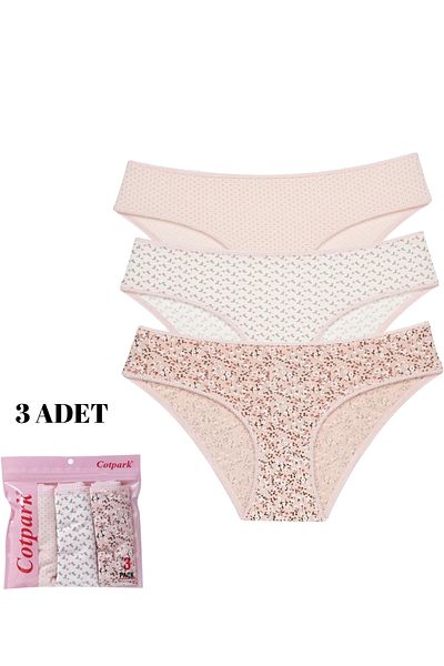 Cotpark Chiloți bikini de bază din bumbac pentru femei, pachet de 3 4138