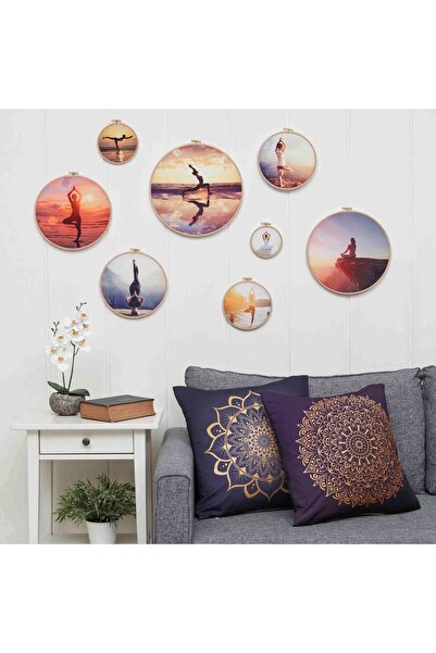 Montisu 8 Parça Tablo, Yoga Duvar Süsü, Hediyelik Eşya, Mandala Duvar Süsü, M...