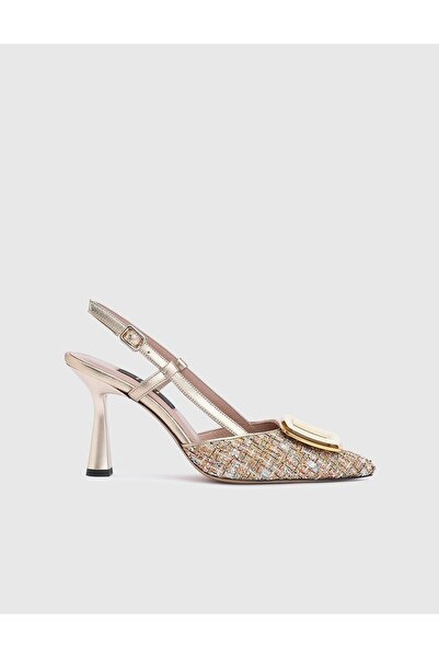 İLVİ Jutta Hakiki Deri Kadın Altın Renk Topuklu Sandalet