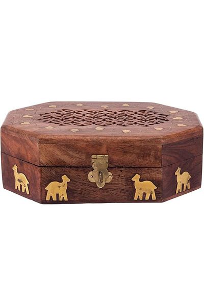 AKDC Wooden Jewelry Box 12Cm X 18Cm X 6Cm Brown