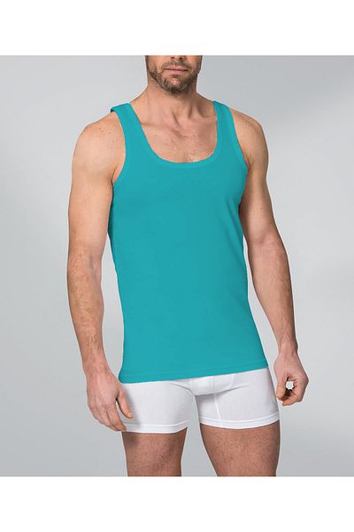 rood Men's Short Sleeve Rib Tank Top