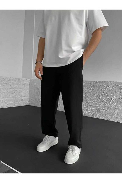 yg ydn giyim Black Baggy Loose Fitting Straight Leg Comfortable Wear Tracksuit-001
