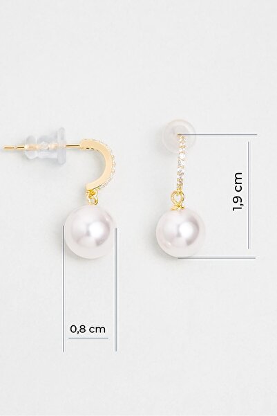 So CHIC... Minimal İnci 18 Ayar Sarı Altın Kaplama Gümüş Küpe