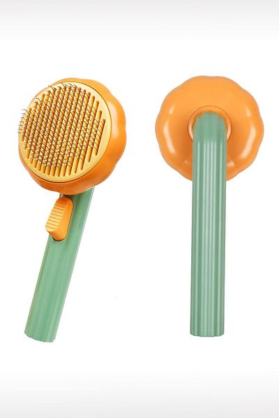 GOBYPET Pumpkin Design Automatic Cleaning Button Pet Brush Cat Dog Hair Collector Comb