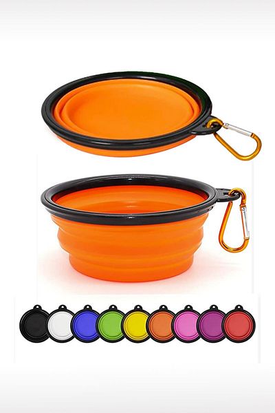 GOBYPET Travel Silicone Cat Food and Water Container with Foldable Carrying Apparatus - 12 oz 350ml
