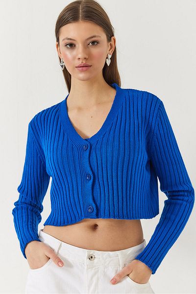 Bianco Lucci Damen-Cardigan-Crop-Singlet-Doppelstrickwaren-Set