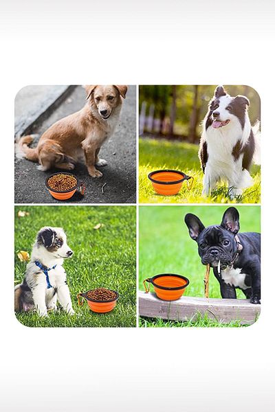 GOBYPET Travel Silicone Cat Food and Water Container with Foldable Carrying Apparatus - 12 oz 350ml