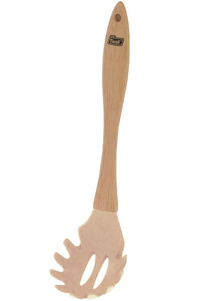 TİVOLİ Wooden Handle Tip Silicone Pasta Scoop Heat Resistant Fireproof Non Stick Spaghetti Spoon 29cm Pink