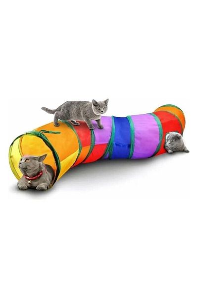 GOBYPET Rainbow Patterned S Curved Cat Tunnel - Pet Play Tunnel 2111