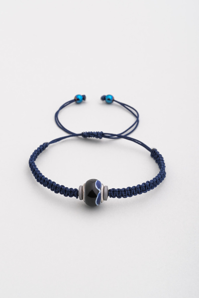 So CHIC... Murano Taşlı 18 Ayar Beyaz Altın Kaplama Ayarlanabilir İpli Gümüş Bileklik