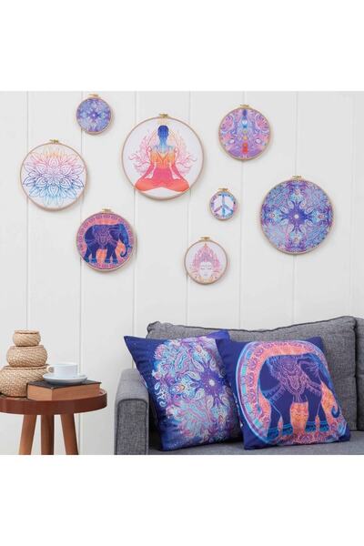 Montisu 8 Parça Tablo, Mandala Duvar Süsü, Saykodelik Görsel, Yoga Duvar Süsü...