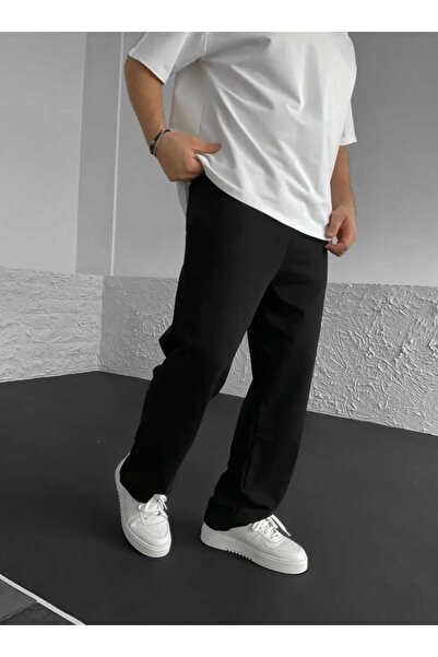 yg ydn giyim Siyah Baggy Bol Kesim Düz Paça Rahat Giyim Eşofman-001