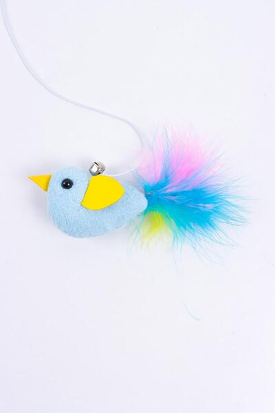 GOBYPET Furry Cat Fishing Rod, Plush Blue Bird Cat Play Fishing Rod