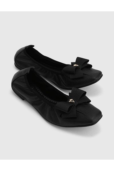 İLVİ Giota Genuine Leather Women's Black Ballerinas