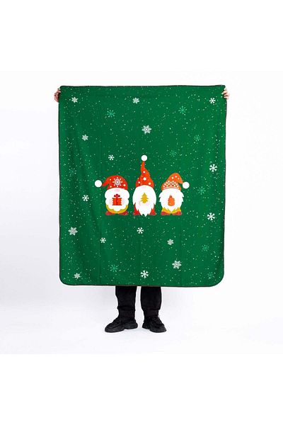 The Lucid Lab Christmas Gnomes Green Fleece Tv Blanket