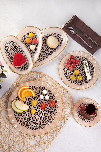 JASPER 27 Piece Leopard Patterned Breakfast Set for Your Wild Elegance Tables