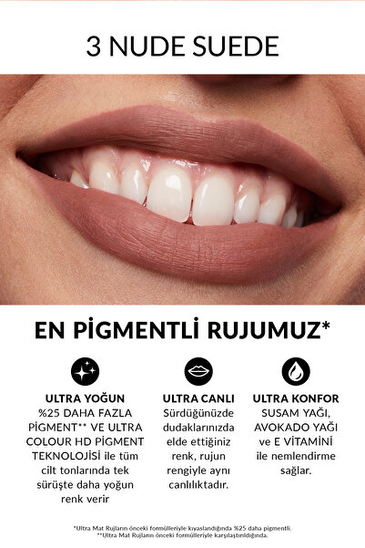 AVON Ultra Mat Ruj Paketi Marvellous Mocha, Nude Suede ve Pure Pink