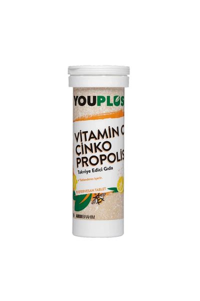 Youplus Vitamin C Zinc and Propolis 20 Effervescent Tablets8699514020158
