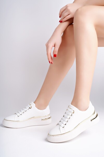 MUGGO Svetlana Thin Stripe Detailed Lace-Up Casual Women's Sneaker Sports Shoes