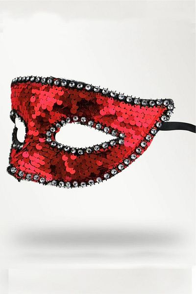 BeySüS Party Prom Mask Sequined Red