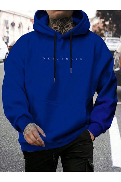 NO 601 Ανδρικό Saks Blue Originals με εμπριμέ κουκούλα βαμβακερό ιδρώτα