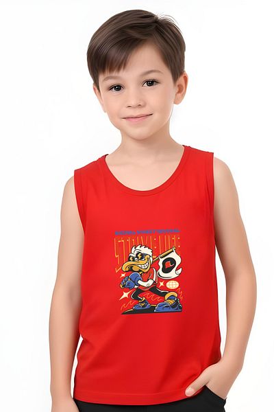 YA KO KİDS Strive Life Printed Boys' Suspender T-Shirt and Shorts Set Top and Bottom
