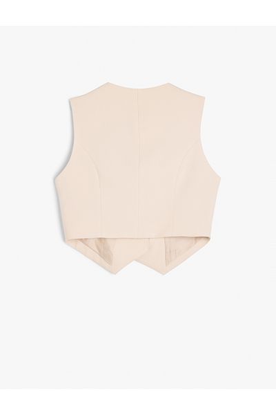 Koton Asymmetrical Buttoned Sleeveless Blazer Vest