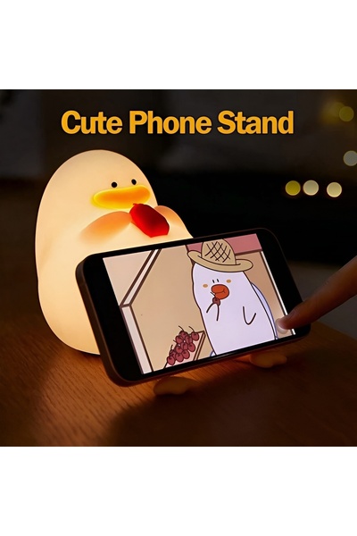 Natavanbutık Silikon Sevimli Ördek Gece Lambası (Şapkalı)