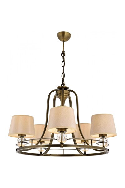 Avonni Av-1597-5es Eskitme Kaplama Modern Avize E27 Metal Cam Kumaş 65cm