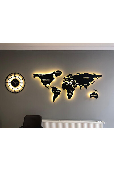 sc sonsesconcept Metal Dünya Haritası Şehirli , Dekor, Ofis, Tablo, Metal Duvar Tablosu, Hediye, Dekorasyon,