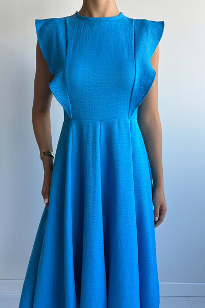 GÜLSELİ Γυναικείο φόρεμα με λαιμόκοψη σκούρο μπλε