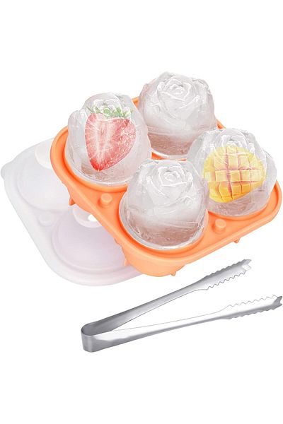 COOYA Rose Ice Cube Tray, Silicone Reusable Molds, Flexible Ice Balls, Perfect for Cocktails & Drinks