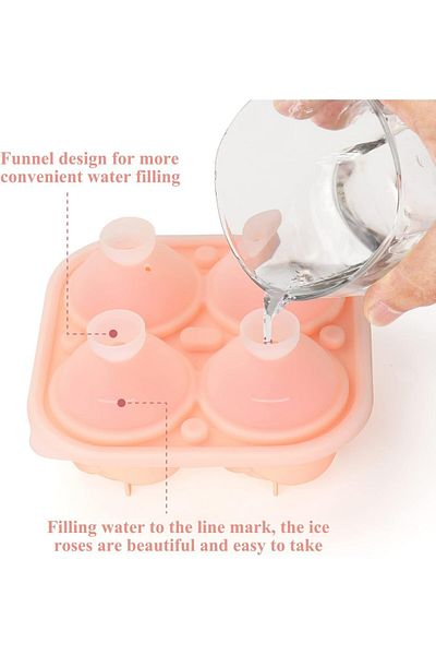 COOYA Rose Ice Cube Tray, Silicone Reusable Molds, Flexible Ice Balls, Perfect for Cocktails & Drinks