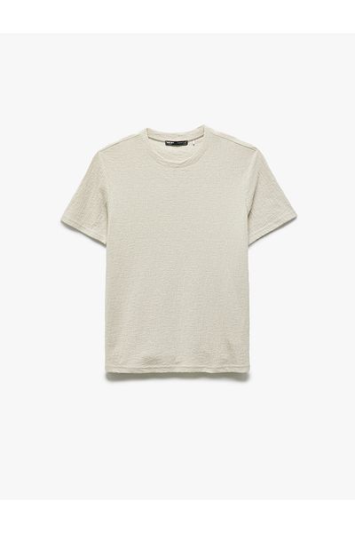 Koton Crew Neck Cotton Blended Tight Fit Short Sleeve T-Shirt