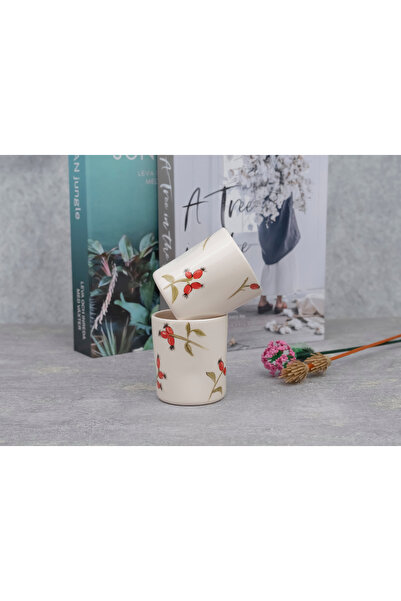 Melouro Rosehip Set of 3 Handmade Ceramic Cups with Handles, Mug