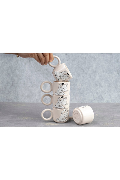 Melouro Sporty Lama Set of 3 Handmade Ceramic Cups with Handles, Mug